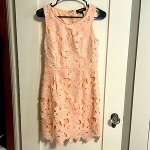 Light pink, floral, over the knee length dress